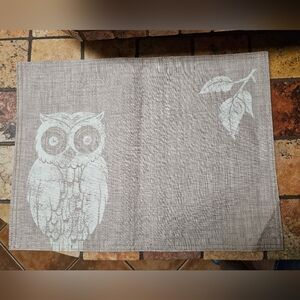 Set of 2 Owls Placemats Tan White